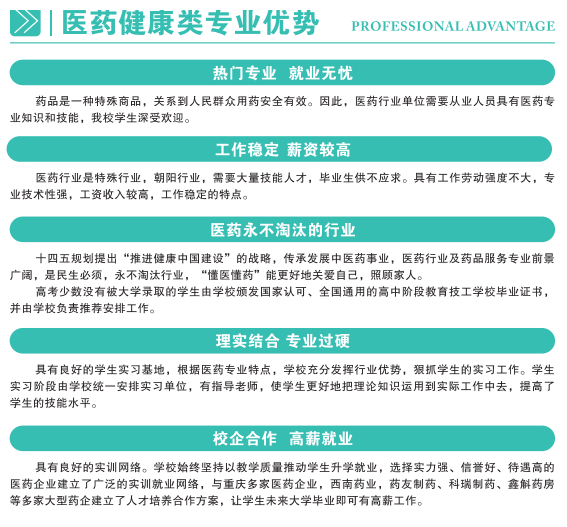 重庆信息工程技工学校医药健康类专业优势